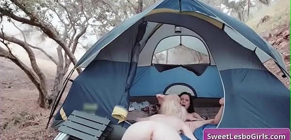 trendsNaughty hot lesbian teens Aiden Ashley, Abigail Mac eating and finger fucking pussy in their tent while camping